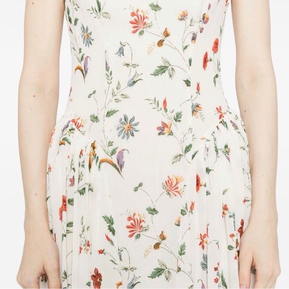 Reformation Anelis Boat Neck Drop Waist Floral Sleeveless Cocktail Midi Dress - Picture 10 of 16